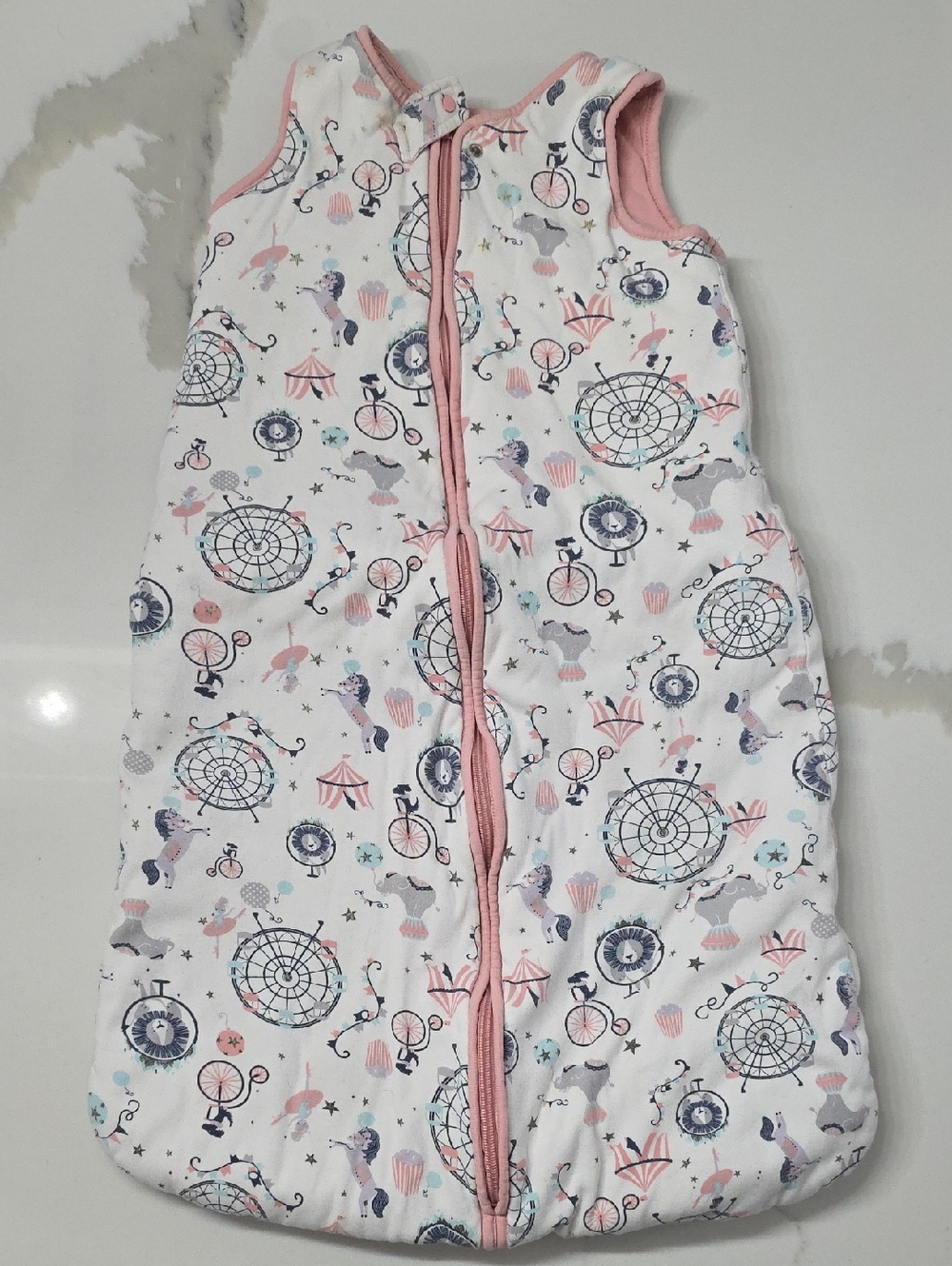 Unbranded Girls' White and Pink Carnival-Print Sleep Sack